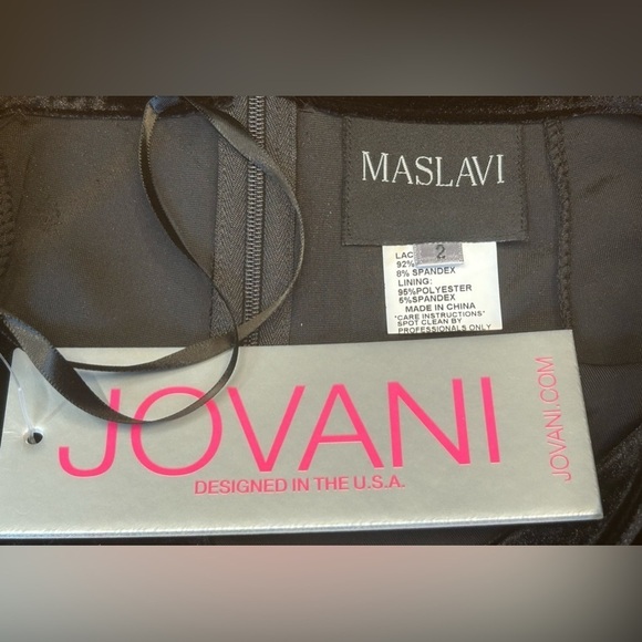 NWT Maslavi by Jovani Black Velvet High-Rise Flare Pants, Hidden Back Zipper, 2 - Picture 7 of 11